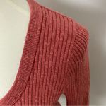 Madewell  Sweater Cardigan Top Scoopneck Cropped Buttons Front Textured Rust Pink Photo 12