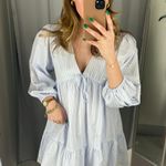 H&M Blue And White Striped Babydoll Dress Photo 0