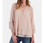 Style & Co  Boho Blouse Women 3X Peach Embroidered V-Neck Peasant Top Casual Chic Photo 1