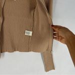 Ultra Flirt Stretch Ribbed Fitted Long Sleeve Zip Front Faux Fur Collar Sweater Photo 12