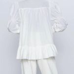 ZARA White Embroidered Long Sleeved Loose Blouse S Photo 1