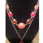 Forever 21  Vintage 90s Silvertone Orange Stone Statement Necklace Photo 1