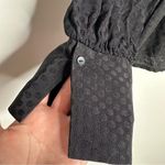 Something Navy  Black Jacquard Dot Long Sleeve Blouse Size Medium Photo 5