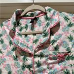Cynthia Rowley Pineapple Floral Pajama Set Pink Green Size L Photo 2