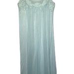 Pale Aqua Blue Long Sheer Nylon Lace Nightgown Full Apron Sleeveless Size Large Photo 0