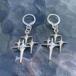 Handmade Silver Y2k Star Hoop Earrings , Punk Goth Boho Silver Hoop earrings Photo 0