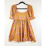 Love Shack Fancy Dress Brown Bennington Floral Puffed Mini A Line Babydoll Size 4 Photo 2