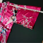 None Magenta Pink Satin robe blossoms, midi length, magenta pink, one size fits most Photo 2