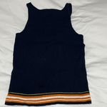 ZARA  | Knit Navy Tank Top with Orange Striped Hem Small Photo 4