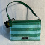 Kate Spade Green Striped Sequined Clutch/Wristlet Photo 0