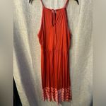 Loft  Red/Orange tie dye bottom Halter Maxi Dress size Large Photo 3