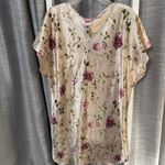 Floral Satin Sleepwear with Lace Trim Purple Size 1X Photo 1