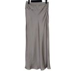 Free People  Normani Satin Silver Metallic Effect Midi Skirt Flowy Lightweight 2 Photo 1