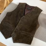 Vintage Wilson’s Leather Brown Genuine Leather Vest Satin Back with Buckle Sz XL Photo 3