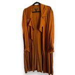 Torrid Womens Trench Jacket Sz 1 L 12 Copper Dotted Jacquard Coat Long Photo 2