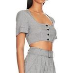 House of Harlow 1960 Houndstooth Black White Button Front Top NEW Gray Size 6 Photo 0