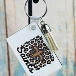 Handmade New Orleans Saints Inspired Keychain With Cream Tassel New Photo 0
