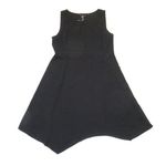 Eileen Fisher NWT Bateau Neck in Black Asymmetrical Silk Georgette Crepe Dress M Photo 0