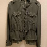 Free People Emilia Military Style Belted Lace Trim Jacket XS In Bitter Olive Photo 0