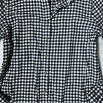 Lands' End Black and White Cotton Buffalo Plaid Button Up Flannel Shirt Photo 2