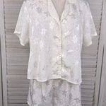 D'AMATO Vintage 80's/90's Floral Satin Shortie Pajama Set Ivory Photo 0