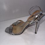 Schutz Altina Ankle Strap Prata Shine Lizard Embossed Y2K Designer Heels 8.5B Photo 2