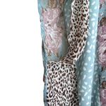 Umgee  Women Kimono Cardigan S/M Blue Mixed Print Ruffle Hem Boho Artsy Patchwork Photo 4