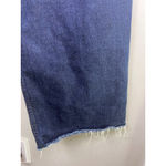 ZARA Woman High Waist Wide Leg Crop Jeans Dark Indigo Raw Hem Rigid Denim Size 1 Photo 6