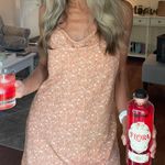 Floral Cowl Neck Slip Dress Tan Photo 0