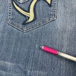 Cute 5ive Jean Shorts Denim Bermuda Shorts Womens Embellished Pockets Sz 22 FLAW Blue Photo 6