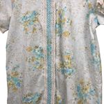 Vintage 60s 70s Short Sleeve Baby Blue Floral Lace Housecoat House Dress M Photo 3