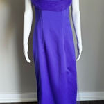 Vintage 90’s Satin Puff Sleeve Toile Purple Evening Gown With Back Slit Photo 0