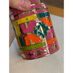 Colorful Geometric Wide Cuff Bracelet With Gold Photo 7