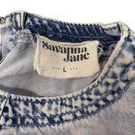 Savanna Jane Women's Blue Acid Wash Denim Ruched Puff Sleeve Crop Top ‎ L Size L Photo 4