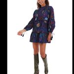 Allison Brittney Floral Print Mini Dress Long Sleeve Tiered Ruffle Tie Details Navy Photo 9