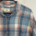 Marine layer  Margiold Blue Plaid Button Down Shirt Size Large Photo 3