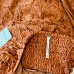Free People Pretty Penny Burnt Orange Soft Lace Puff Sleeve Mini Dress Sz Small Photo 5