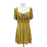 Hem & Thread  Mustard Floral Geometric Boho Mini Dress Size Large Photo 1