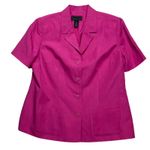 Laura Scott  Women's Blazer Jacket Pink Linen Blend Short Sleeve Button Front  18 Photo 0