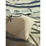 ZARA NEW  White Blue Striped Short Sleeve Button Pockets Crop Shirt Blouse Top XL Photo 2
