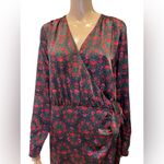 On 34TH Black and Red Wrap Style Dress with Bishop Sleeves V Photo 2