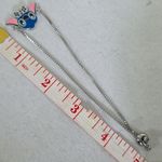 Silver Stainless Steel Bolo Adjustable Pull Bracelet with Stitch Charm Blue Photo 7