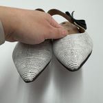 All Black Flats Womens 37.5 6.5 Black White Slingback Bow Tie Pointed Toe Photo 1