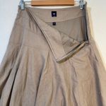 Gap Tan Khaki Linen Cotton Blend A-Line High-Waisted Skirt Size 8 Flare Pleated Photo 3