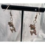Handmade  Dangly Pink Deer Earrings Photo 3