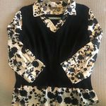 Apt. 9  mock 2 in 1 V- neck Gorgeous Black and white print sweater. Size PL Photo 0