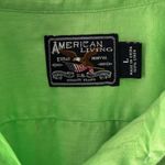 American Living L Long Sleeve Shirt Button Lime Green Linen Utility Bright Work Photo 5