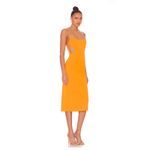 NBD  Leighton Midi Dress Large NWT Satin Orange Lace-Up Cutout Photo 8