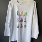 kim rogers Women's Long Sleeve White T-Shirt with Holiday Tree Design XXL Photo 0