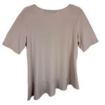 Dennis Basso Dennis By Light Sand Short Sleeve Asymmetrical Hem Stretch Blouse M Photo 2